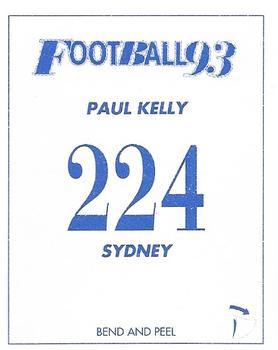 1993 Select AFL Stickers #224 Paul Kelly Back